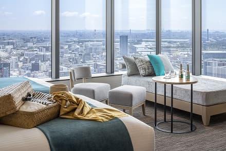 Luxury hotel room interior, showcasing the upscale stay experience available with the 25,000 yen Premium Gift Certificate.